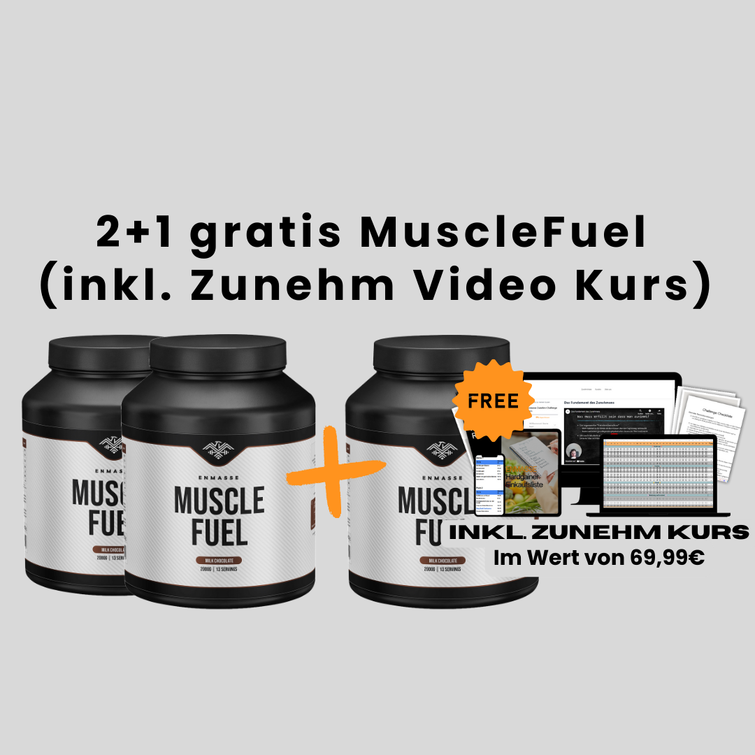 MuscleFuel 2 + 1 gratis - limitiertes Angebot (inkl Zunehm Kurs)